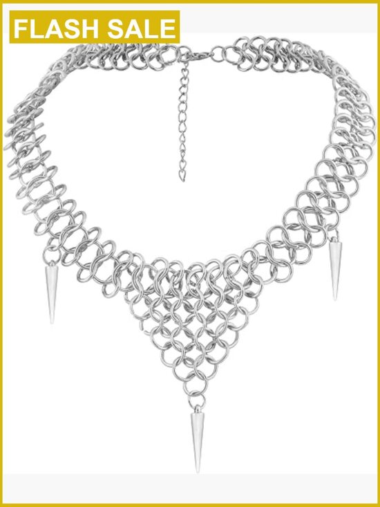Jewelry - Chunky Spike Choker Necklace, Gothic Emo Punk Grunge Jewelry, Layered